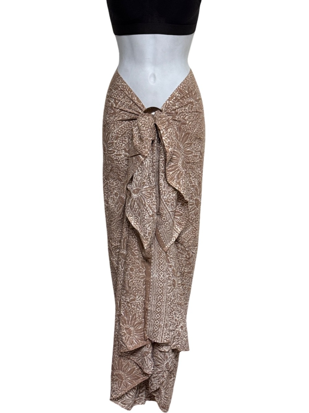 Brown Floral Bali Wrap Sarong NEW - Picture 2 of 9